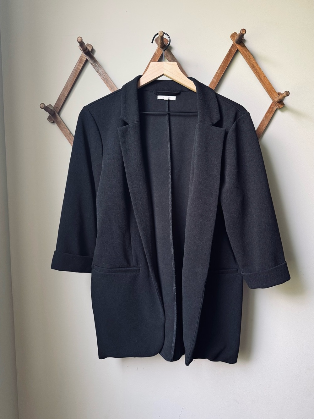 Maurices Open Front Black Blazer with 3/4 Sleeves Size XL
